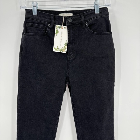 Chelsea & Violet Jeans Denim Straight Leg High Waist Black Size 26 NWT - Picture 2 of 7